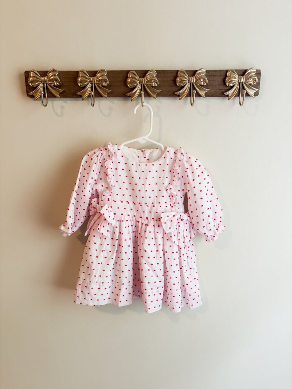Cecil and Lou Girls size 12 months Red Polka Dot Dress with Ruffles and Bows
